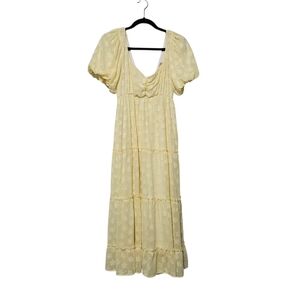 Show Me Your MuMu Yellow Tiered Floral  Maxi Dress Size L